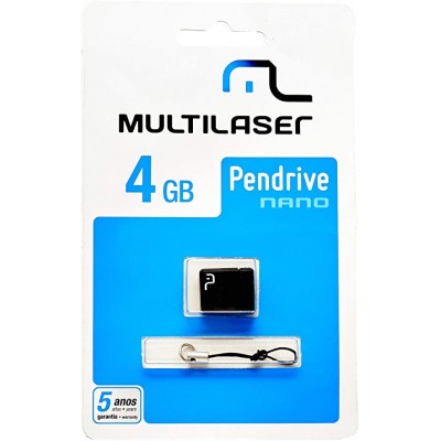 Pen Drive Multilaser PD052 Nano 04 GB USB 2.0 Preto