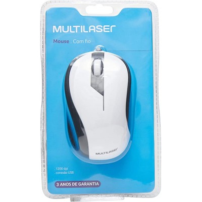 Multilaser Mouse Emborrachado Branco E Preto - Mo224